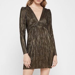 BCBGeneration Gold Foil Long Sleeve Mini Dress